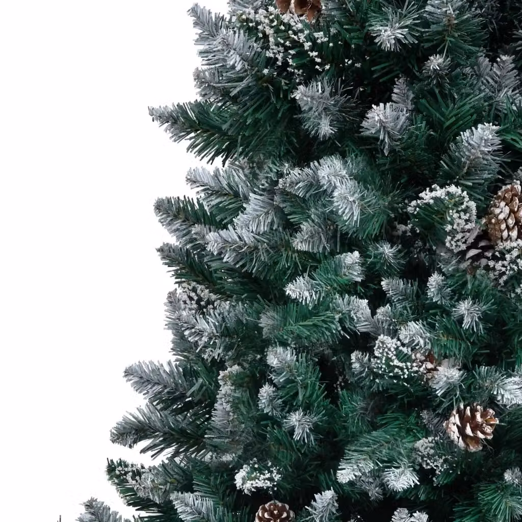 Albero di Natale artificiale vidaXL verde e bianco con pigne e neve, Altezza: 240 cm – 2