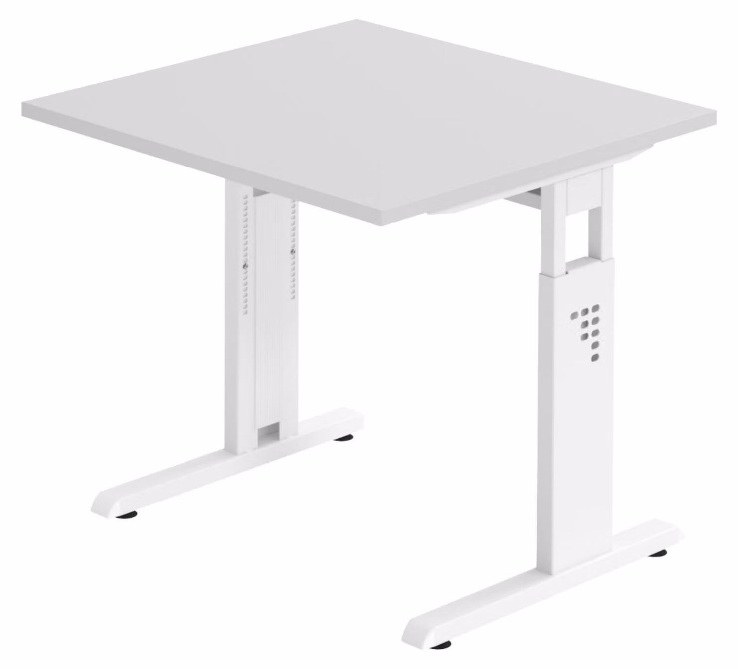bümö Scrivania Serie-O - Dimensioni: 80 x 80 cm, Decorazione: Grigio, Struttura: Bianco