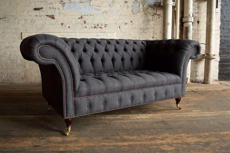 Chesterfield 2 Sitzer Couch Polster Sitz Leder Couchen Sofas Sofa