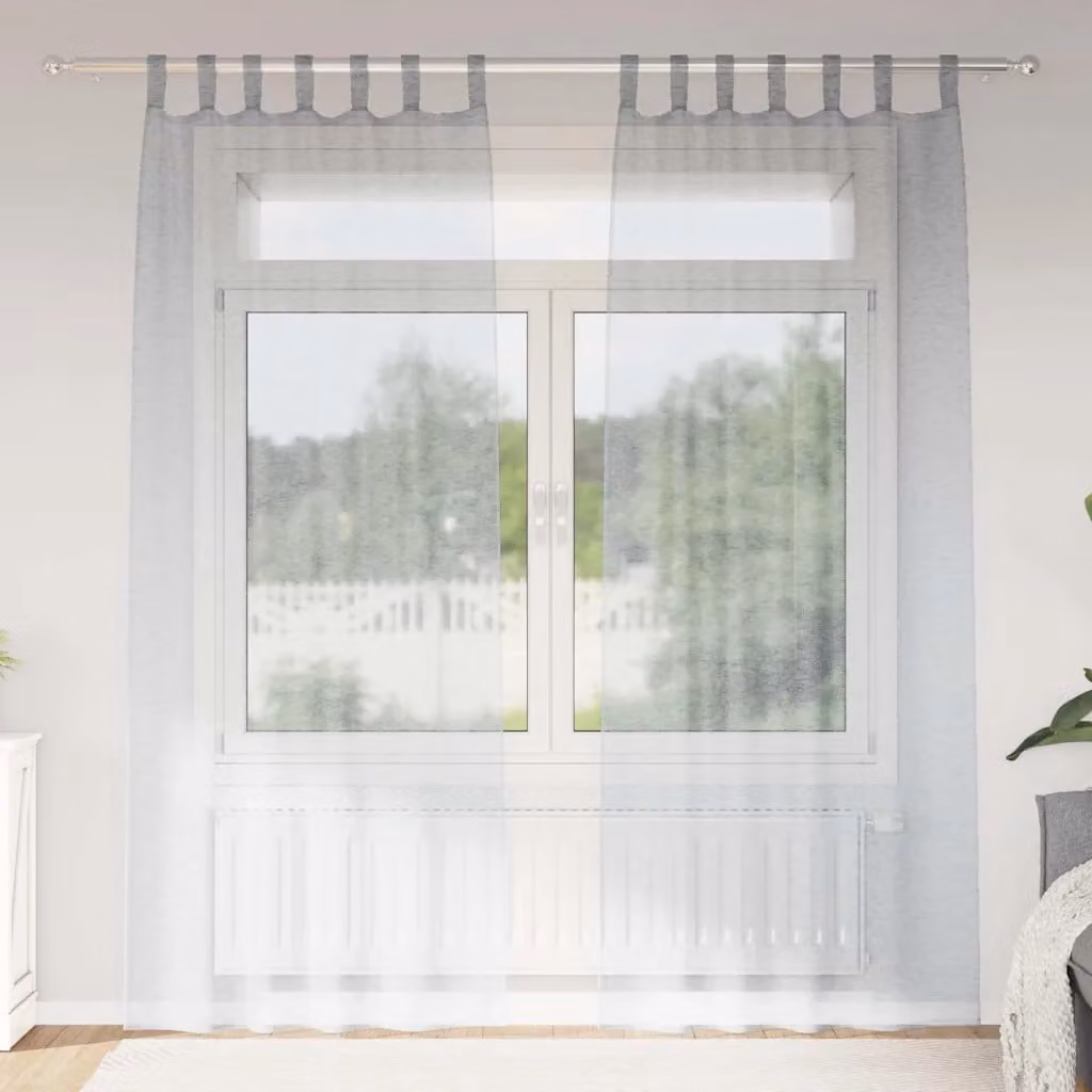 Set di 2 tendine velate vidaXL in poliestere grigio, L: 225 cm, H: 140 cm