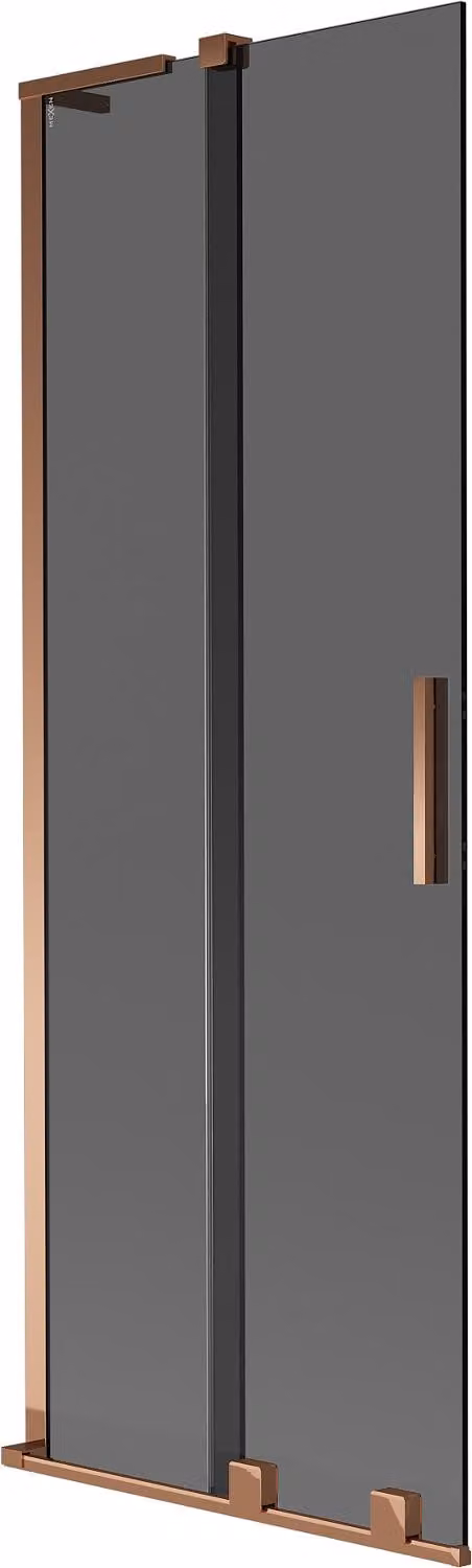 Mexen Velar L paratia da vasca 2 antine scorrevoli 75 x 150 cm, grafite, oro rosa - 896-075-003-41-60