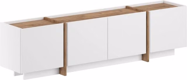 Mobile TV in legno "Lowen" - 180 x 35 x 46 cm - Bianco / Pino Atlantico