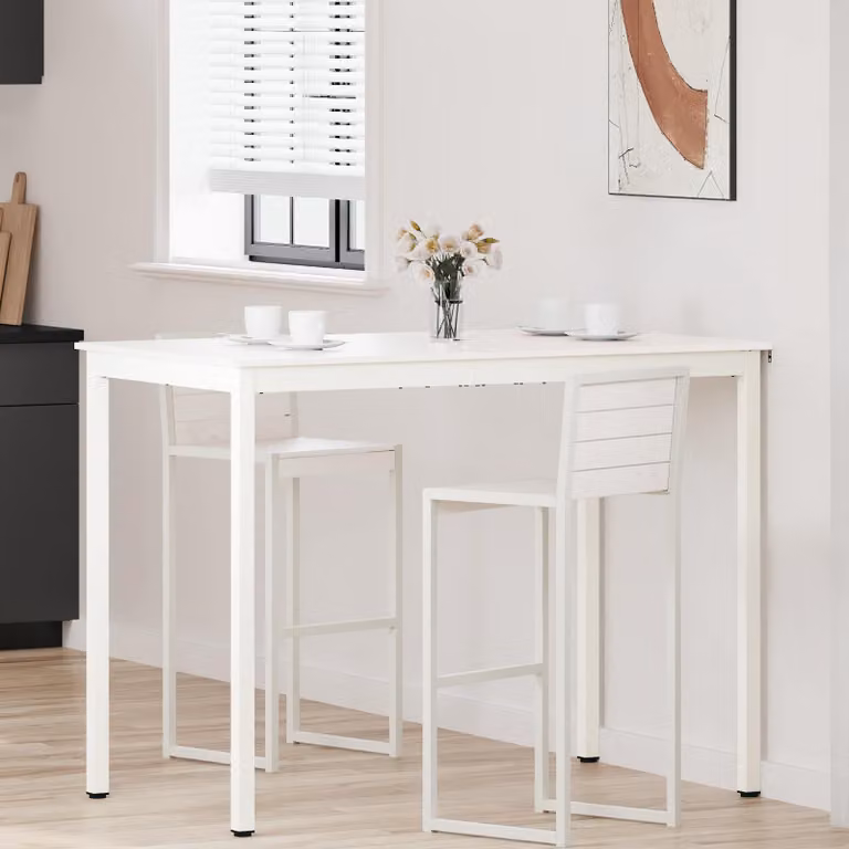 Maison Exclusive - Tavolo da bar bianco 140 x 80 x 105 cm Legno di pino massiccio
