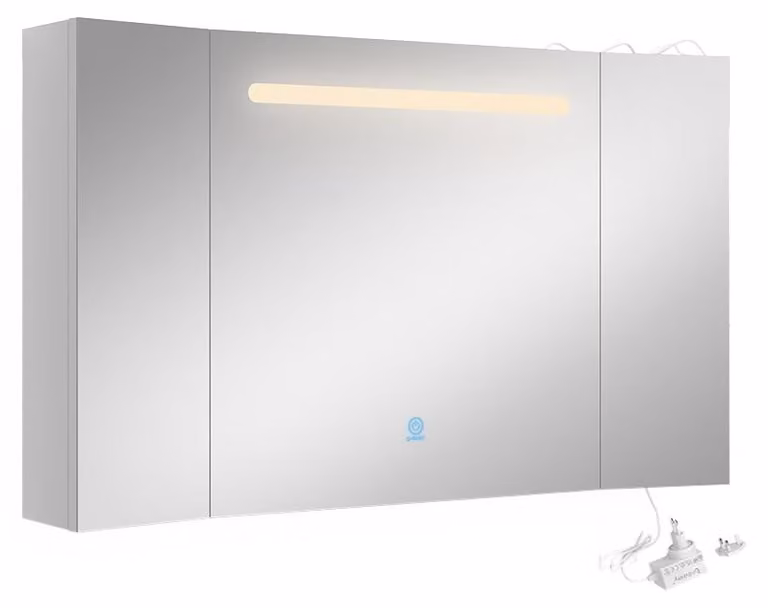 Specchio contenitore bagno Vicco Curved Bianco 100 x 60 cm, Model 62178