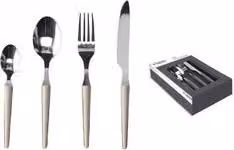 Set di posate Tognana ZEN da 24 pezzi in acciaio inossidabile color beige e argento