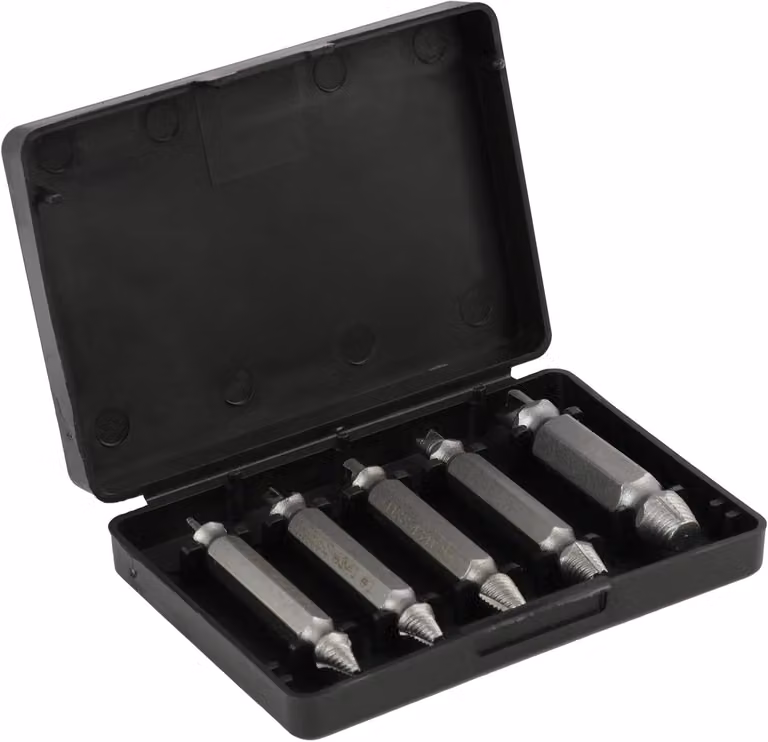 Set di estrattori per viti, composto da 5 pezzi, per viti di dimensioni da 2 a 12 mm, compatibile con diverse applicazioni