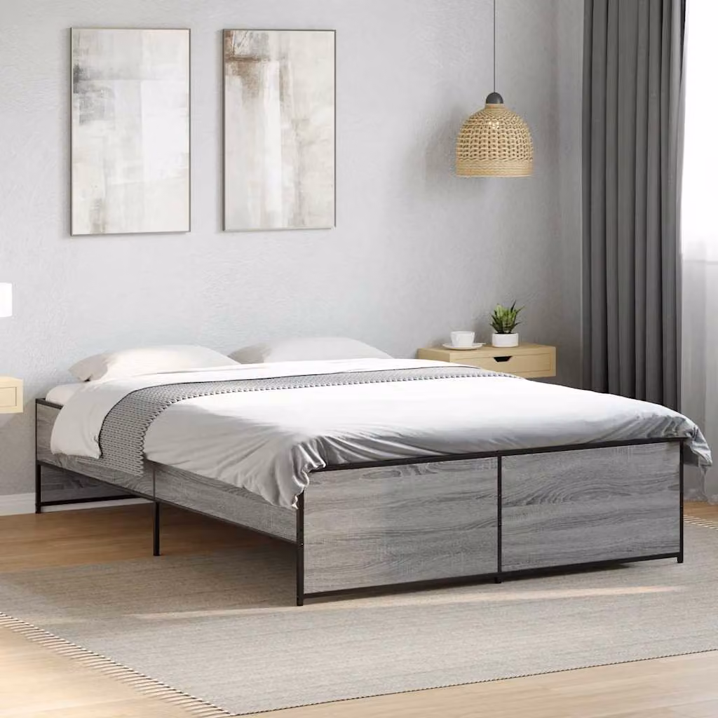 Giroletto vidaXL Grigio Sonoma in Legno e Metallo L/P: 140 x 190 cm