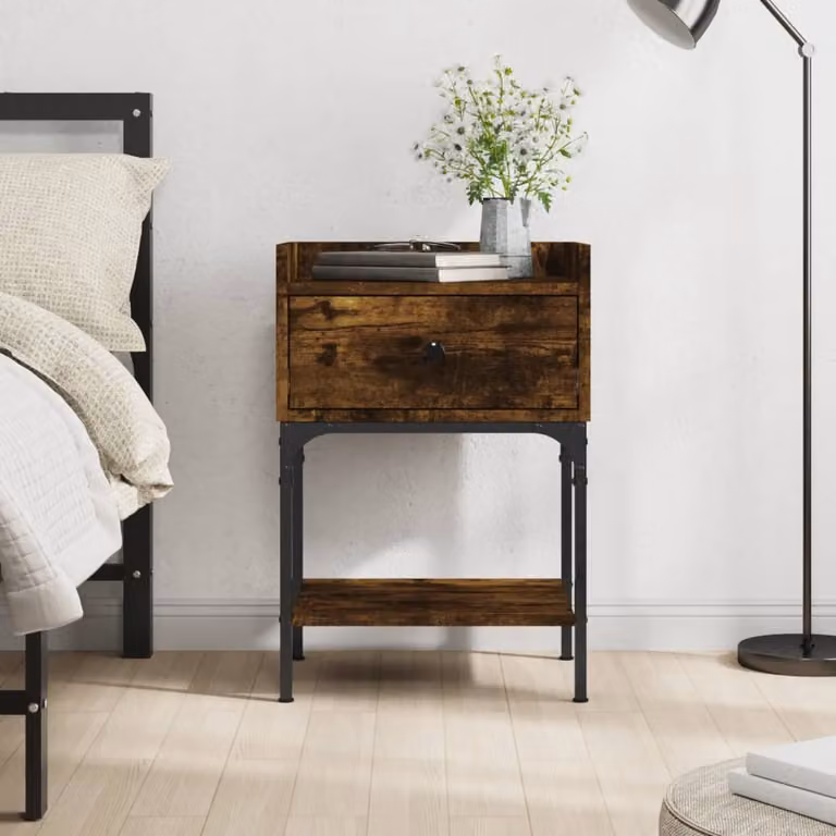 Comodino moderno vidaXL in legno di rovere color marrone L: 40,5 cm, P: 31 cm, H: 60 cm