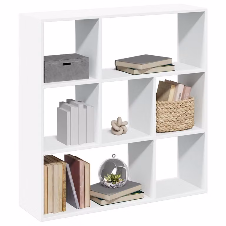 Libreria Divisorio Moderna vidaXL Bianca in MDF, Design Geometrico, L 102 cm x P 29 cm x H 103,5 cm