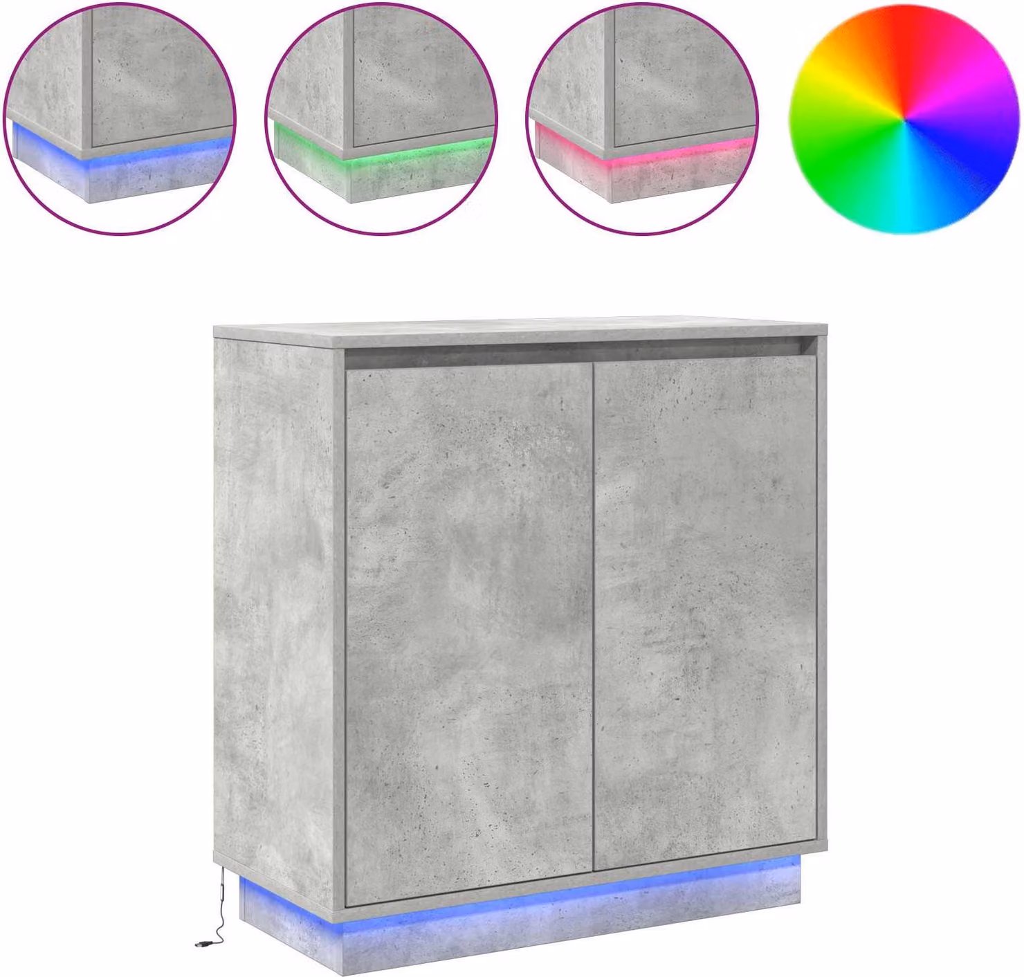 Madia LED Grigio Cemento 71 x 34,5 x 75 cm Legno multistrato