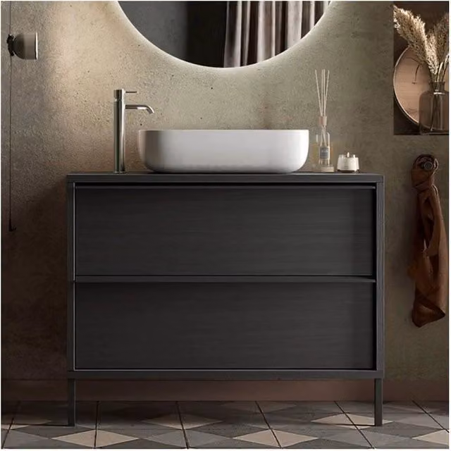 Mobile bagno 2 cassetti Adam105 colore nero frassinato 105x43x78H