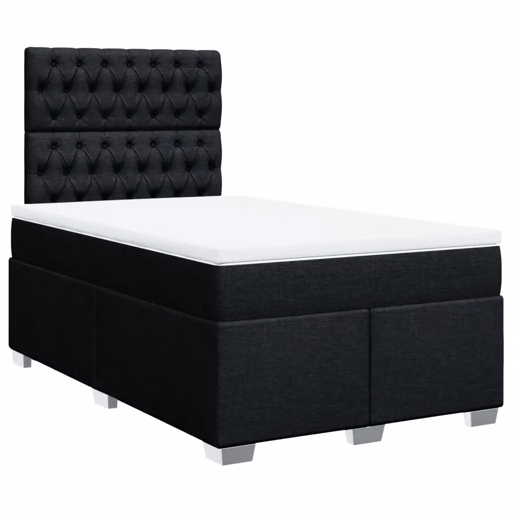 Letto Ibrido vidaXL con Giroletto a Molle e Materasso in Tessuto Nero e Bianco L/P/H: 200 x 120 x 76,5 cm – 2