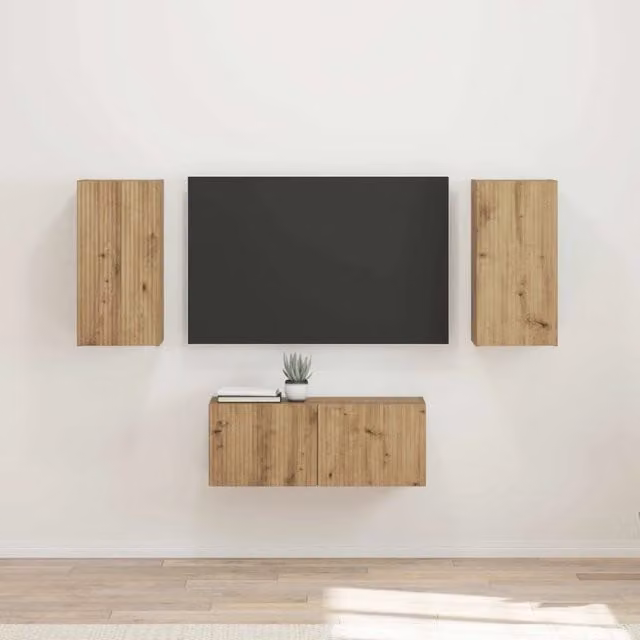 Set mobile TV 6 pz Rovere artigianale Legno ingegnerizzato 3409068
