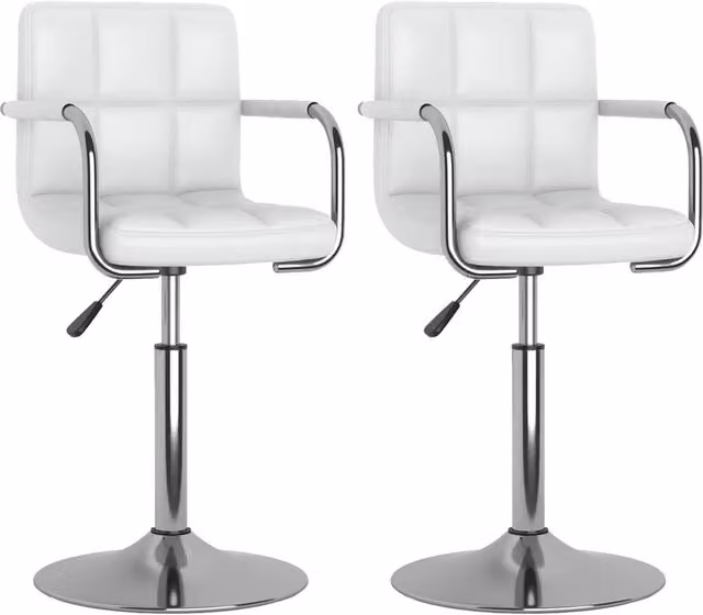 Set di 2 sedie da pranzo girevoli a 360 gradi in similpelle bianca con design moderno per cucina e sala da pranzo