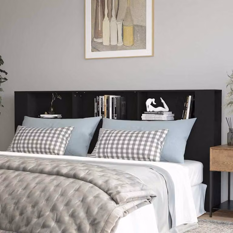 Testiera per letto con scomparti laterali vidaXL, colore nero, L 220 x P 18,5 x H 104,5 cm