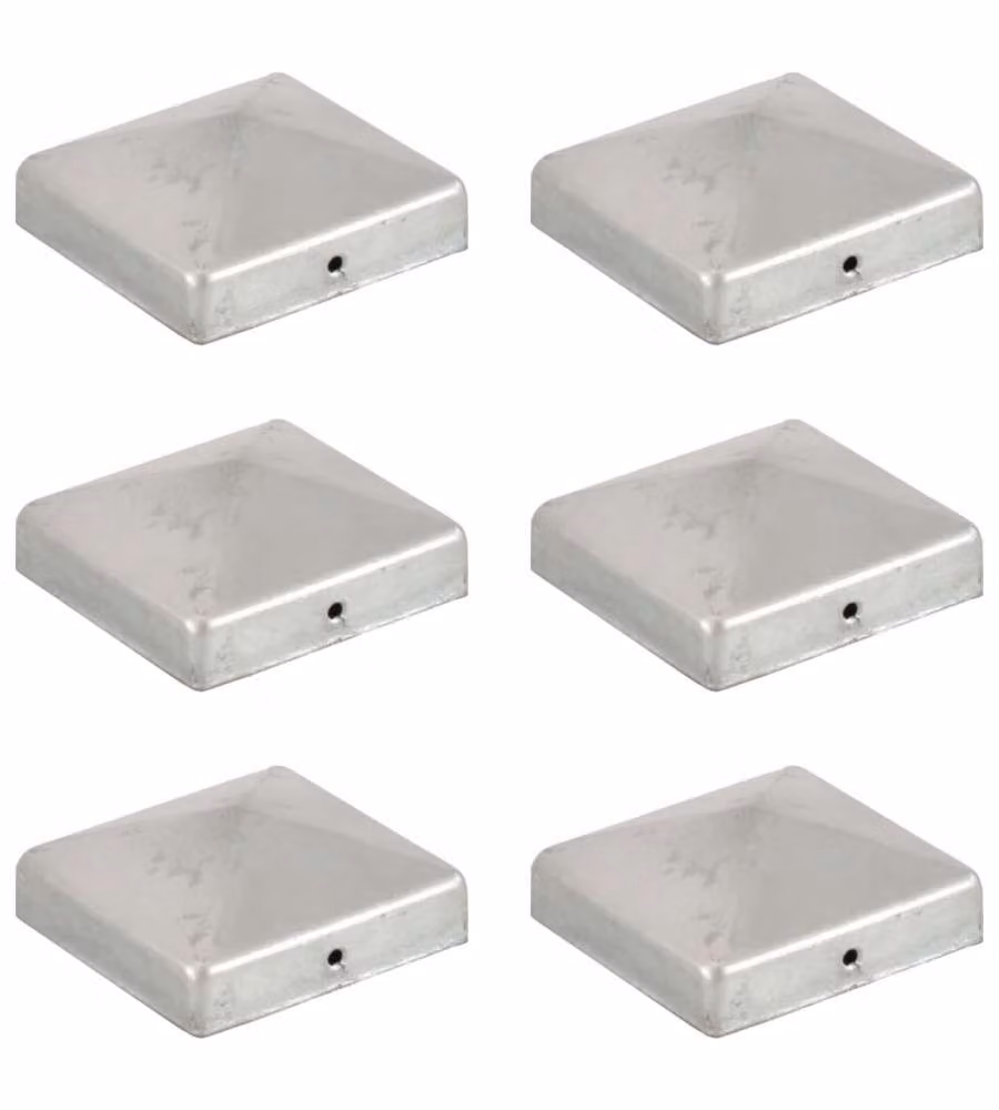 Tappi per Pali a Piramide 6 pz in Metallo Zincato 81x81 mm