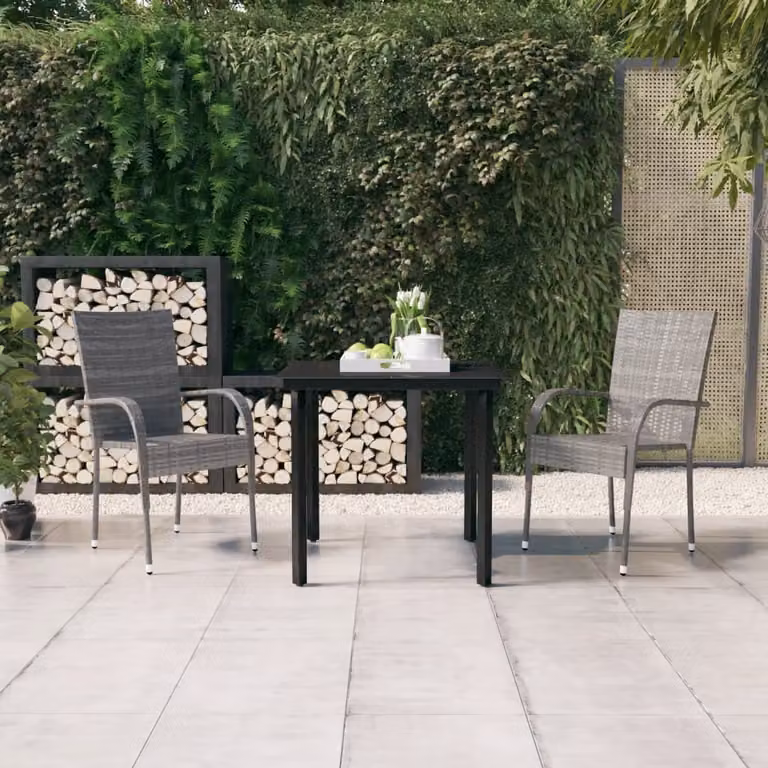 Maison Exclusive - Set da pranzo da giardino a 3 pezzi, grigio e nero