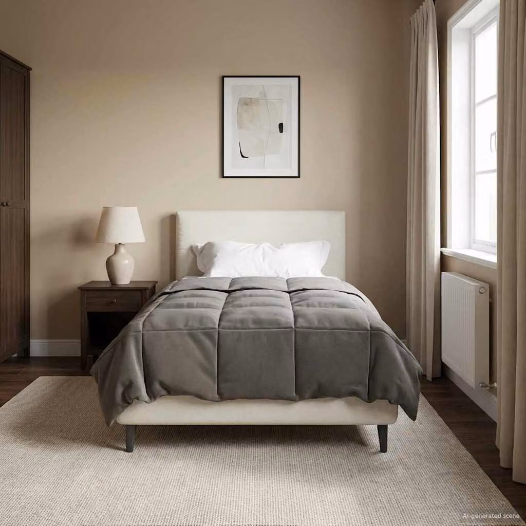 Piumone Completo Annuale vidaXL in Microfibra Reversibile e Traspirante, Grigio, L 140 x P 220 cm