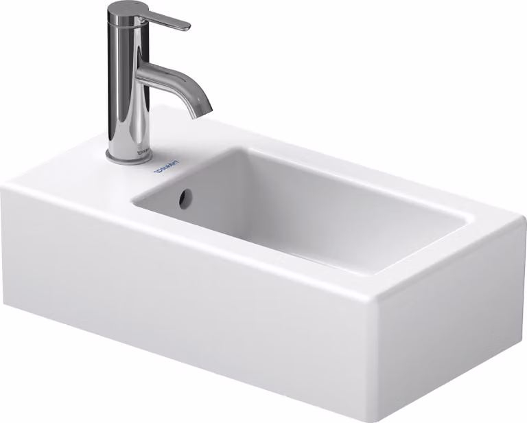 Duravit Vero lave-mains 25 cm, avec trop-plein, avec banc à trou pour robinet, 1 trou pour robinet, blanc, 07022500001, 07022500001