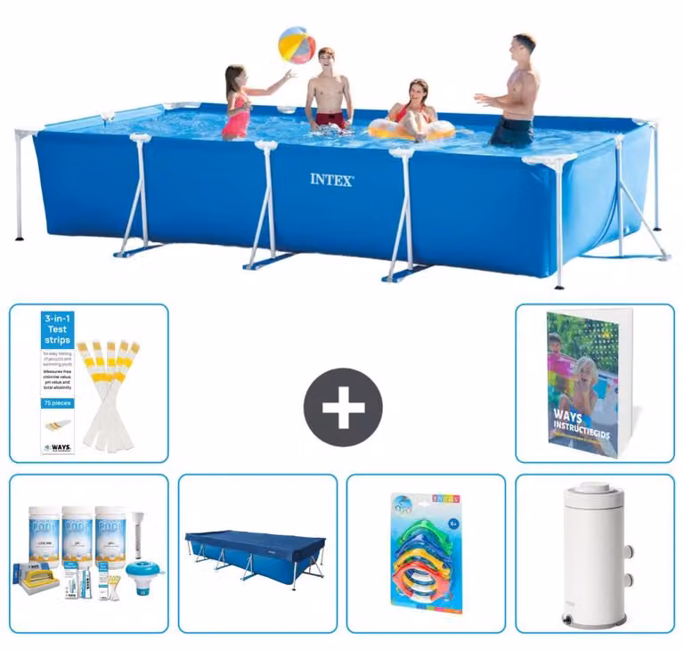 Piscina fuori terra rettangolare - 450x220x84 cm - composta da 5 elementi, modello S26