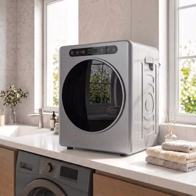 Asciugatrice a evacuazione WISHDOR da 5 kg, libera installazione, cestello in acciaio inox, argento