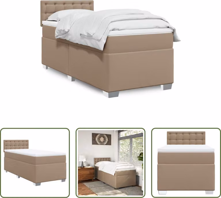 The Living Store Letto a molle insacchettate Materasso cappuccino marrone 100x200cm Similcuoio