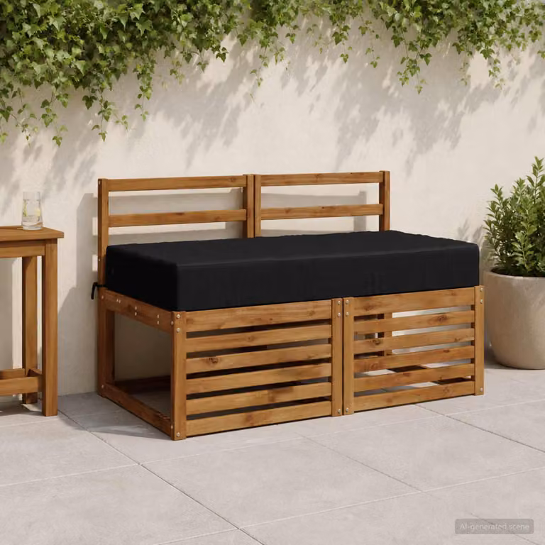 vidaXL Cuscino per la seduta SOEST Nero in Poliestere con Rivestimento Lavabile e Resistente ai Raggi UV L: 120 cm, P: 60 cm, H: 15 cm