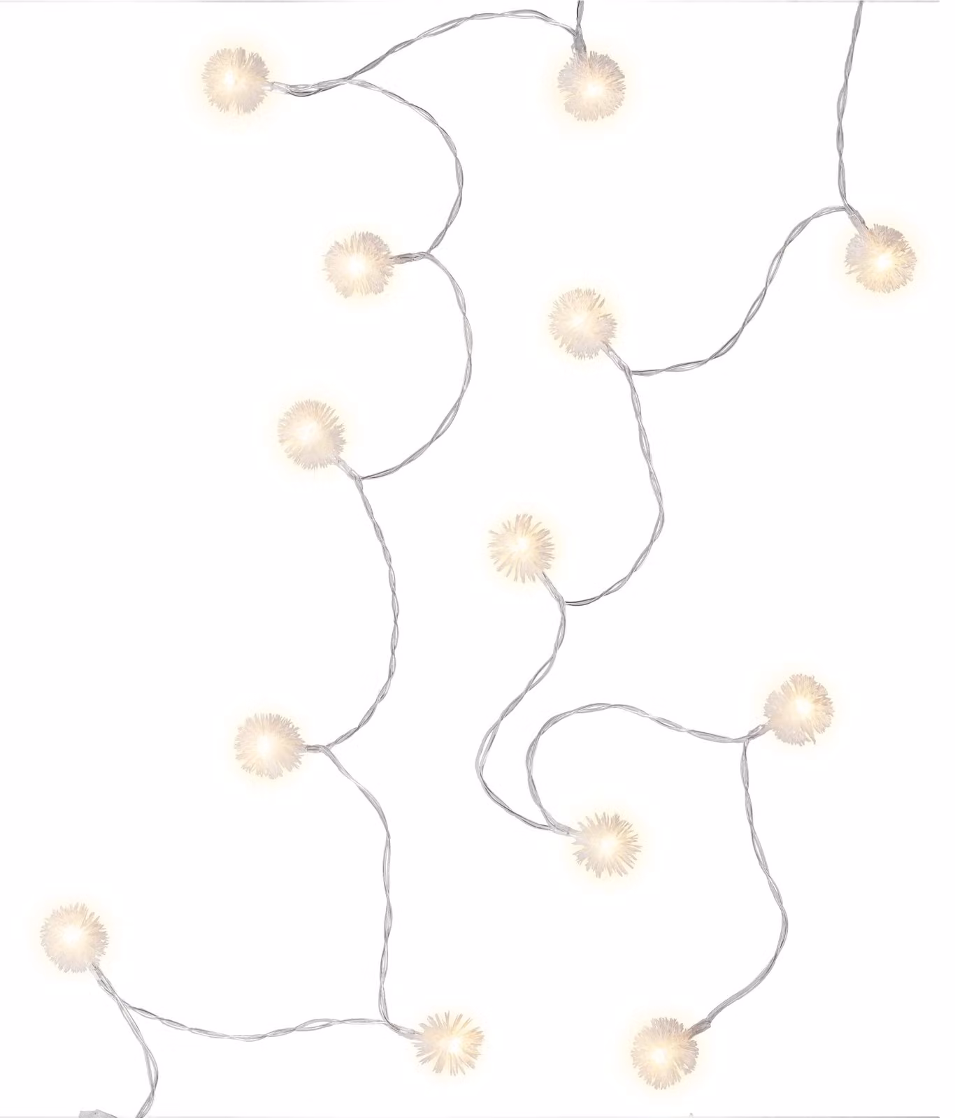 20 luci a LED a forma di pallina di neve, luce bianco caldo, con timer, alimentazione a batteria, lunghezza 3,15 metri