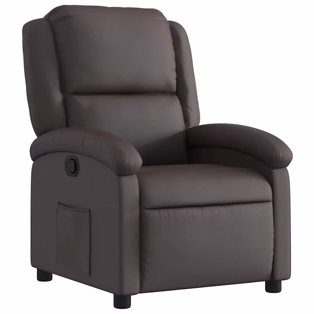 Poltrona Reclinabile Relax vidaXL in Vera Pelle Marrone con Braccioli e Struttura in Legno e Metallo – 2