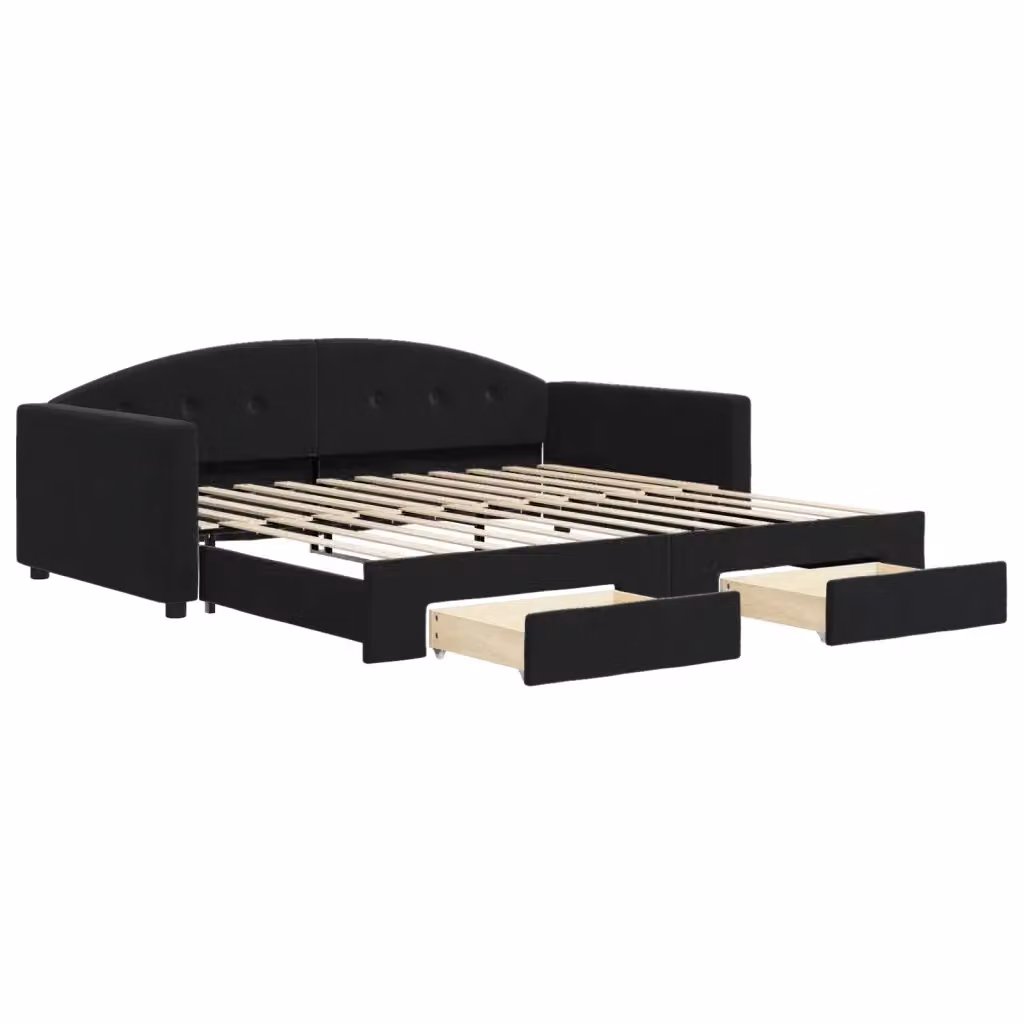 Divano Letto Estraibile vidaXL in Velluto Nero con Cassetto per Soggiorno e Camera da Letto L/P/H: 222 x 100 x 75 cm – 2