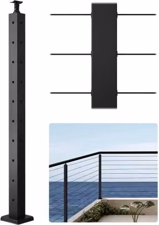 Kit di pali per ringhiera da balcone e giardino VEVOR in acciaio inossidabile nero, forma a L, L: 91,4 cm, P: 10 cm, H: 10 cm