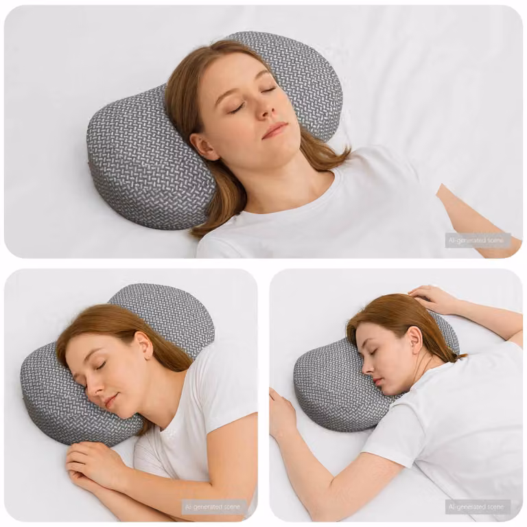 Cuscino cervicale ergonomico vidaXL in memory foam grigio con rivestimento traspirante e lavabile L 53 x P 34,5 x H 10,5 cm