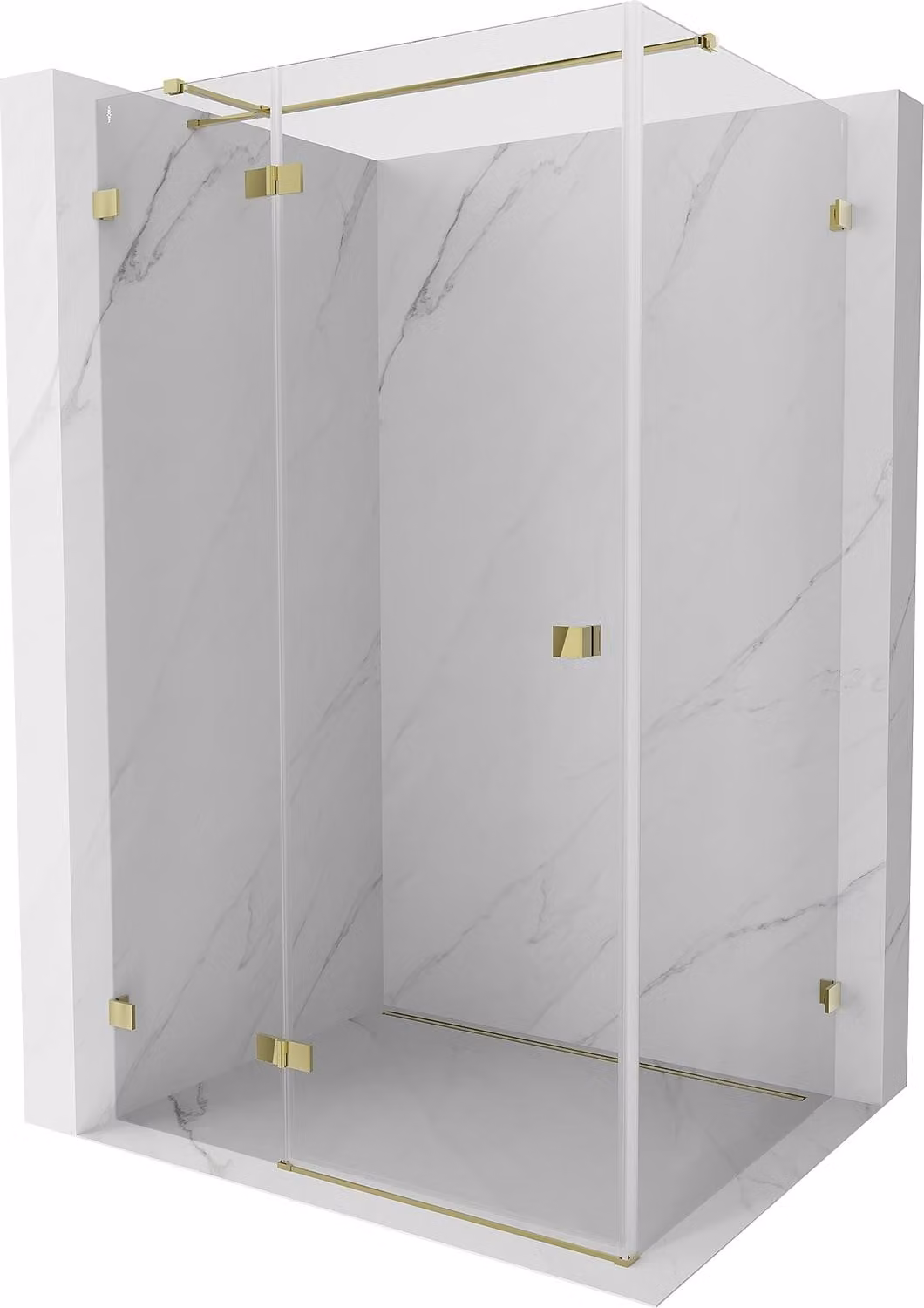 Mexen Lunar T cabina doccia a battente sinistra 130 x 80 cm, trasparente, oro - 834T-130-080-50-00-L