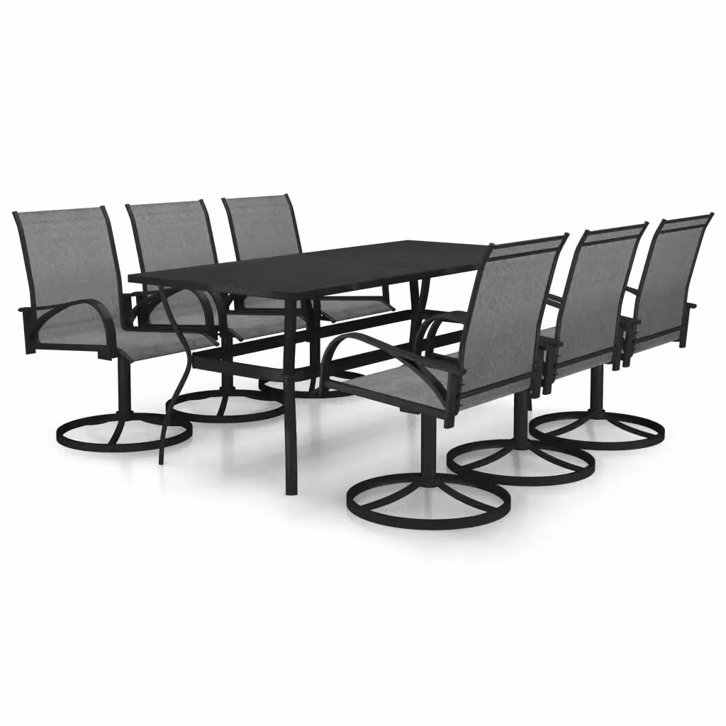 Set da Pranzo da Giardino vidaXL in 7 Pezzi in Acciaio Verniciato e Textilene Grigio Antracite – 2