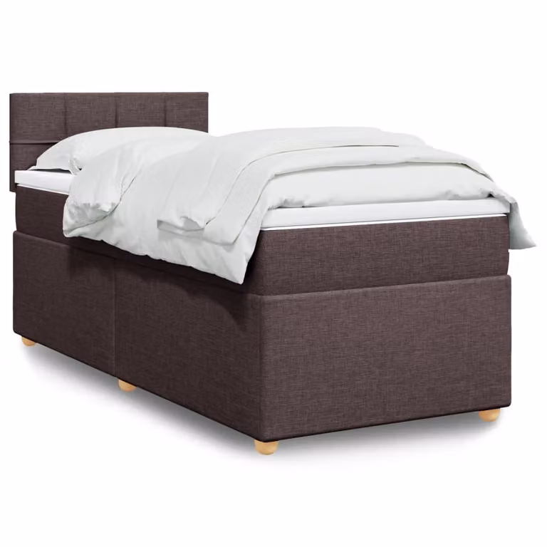 vidaXL Giroletto a Molle con Materasso Ibrido in Tessuto Marrone e Bianco, L/P/H: 90 x 190 cm