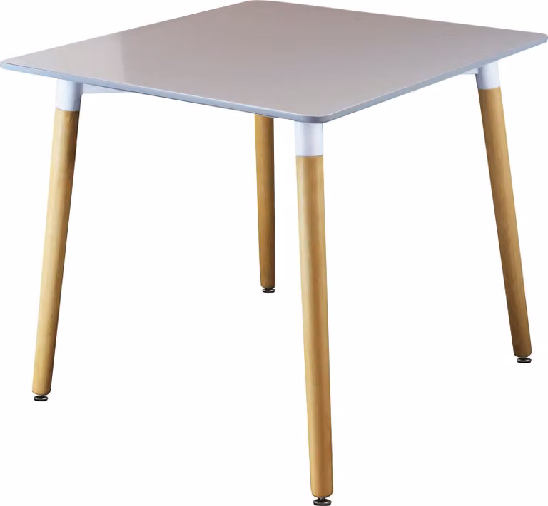 Milani Home - tavolo da pranzo fisso 80 x 80 cm in plastica e legno, grigio chiaro, stile scandinavo
