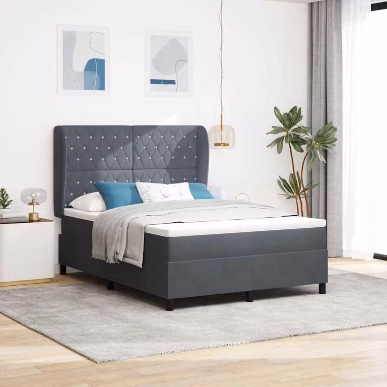 Maison Exclusive - Letto boxspring con testiera grigio scuro 200 x 160 cm in velluto