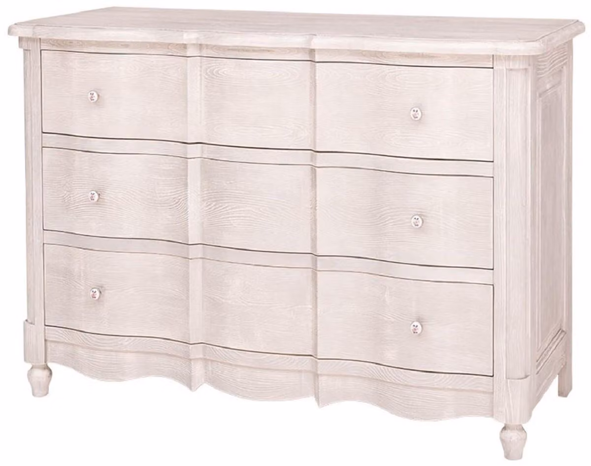 Casa Padrino cassettiera in stile barocco con 3 cassetti grigio chiaro 130 cm
