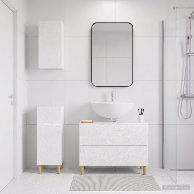 Set di armadietti da bagno in 3 pezzi DELFT Bianco Lucido 3417787