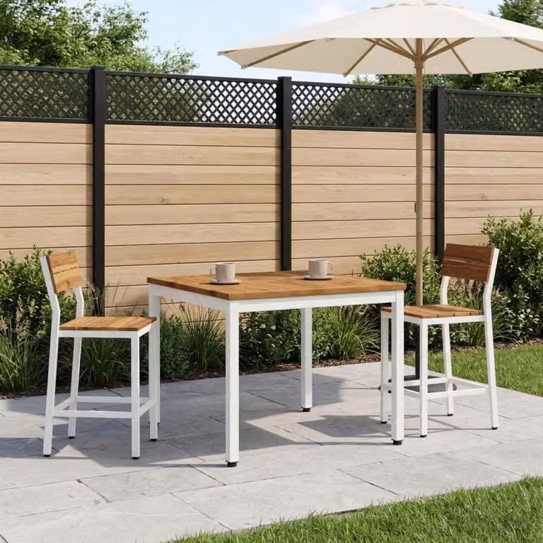 Tavolino da salotto vidaXL in legno di acacia rustico, Bianco e Naturale, L 80 x P 80,5 x H 45 cm