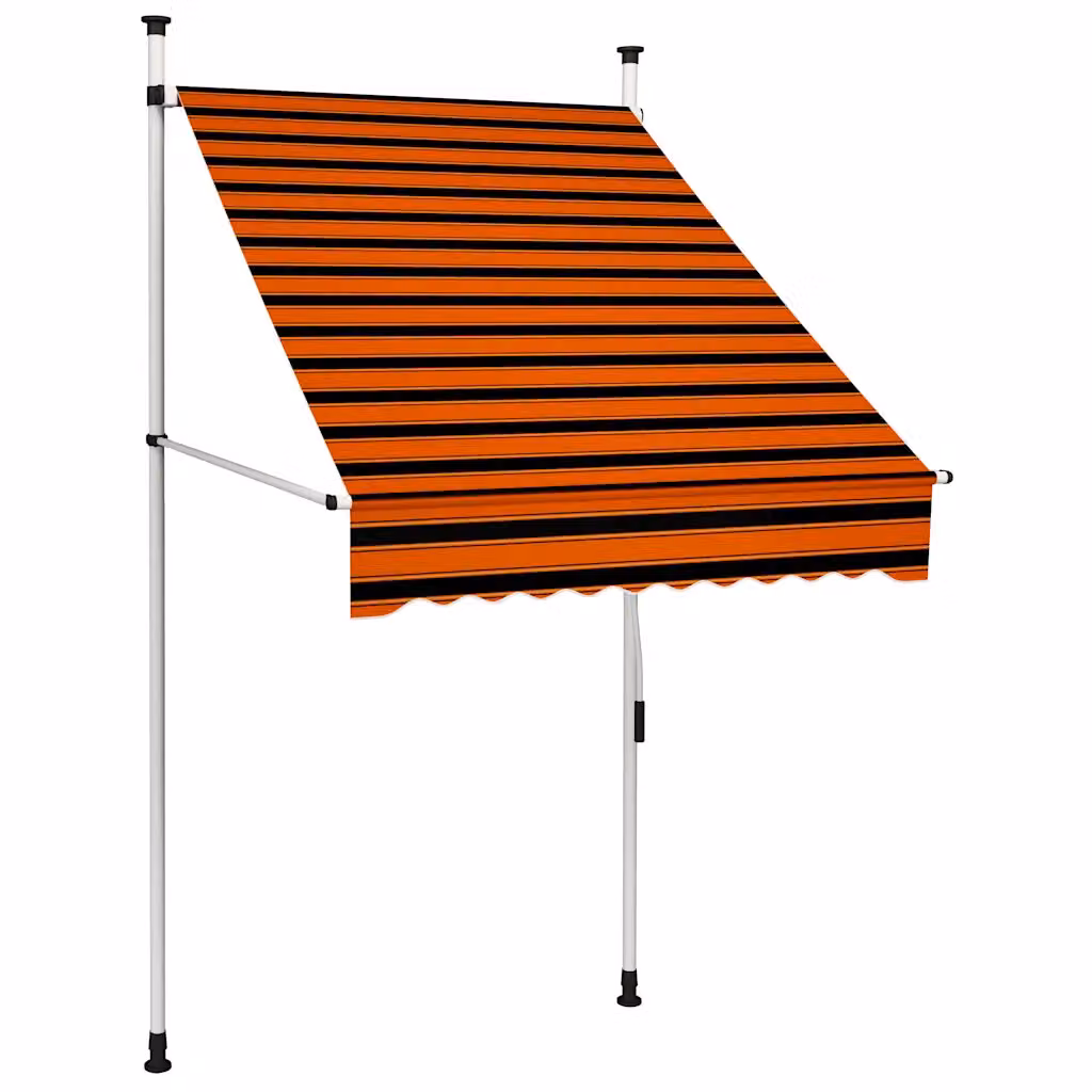 vidaXL Tenda da Sole Retrattile Manuale in Poliestere e Acciaio, Arancione e Marrone, L: 300 cm x P: 100 cm