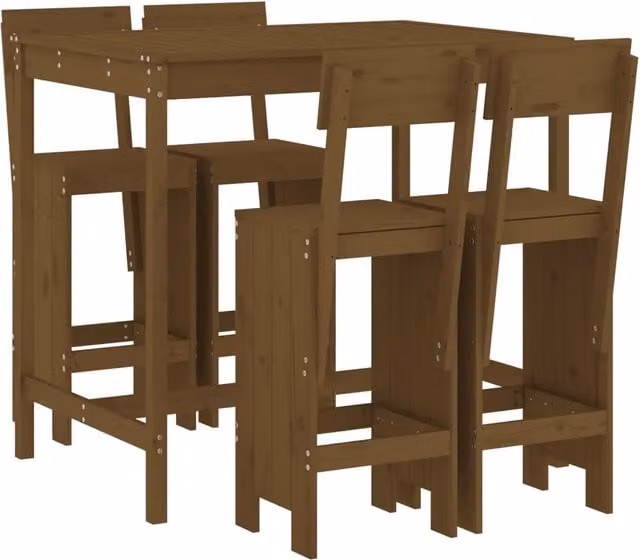Set Bar da Giardino 5 pz | Set Salotto da Giardino ambra in Legno Massello di Pino