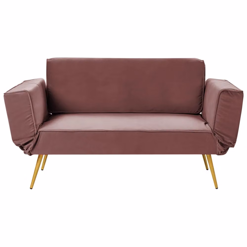 Divano letto click clack Beliani in velluto rosa con poggiatesta regolabile e coperture rimovibili per soggiorno L/P/H: 187 x 82 x 75 cm, superficie letto: 90 x 190 cm – 2