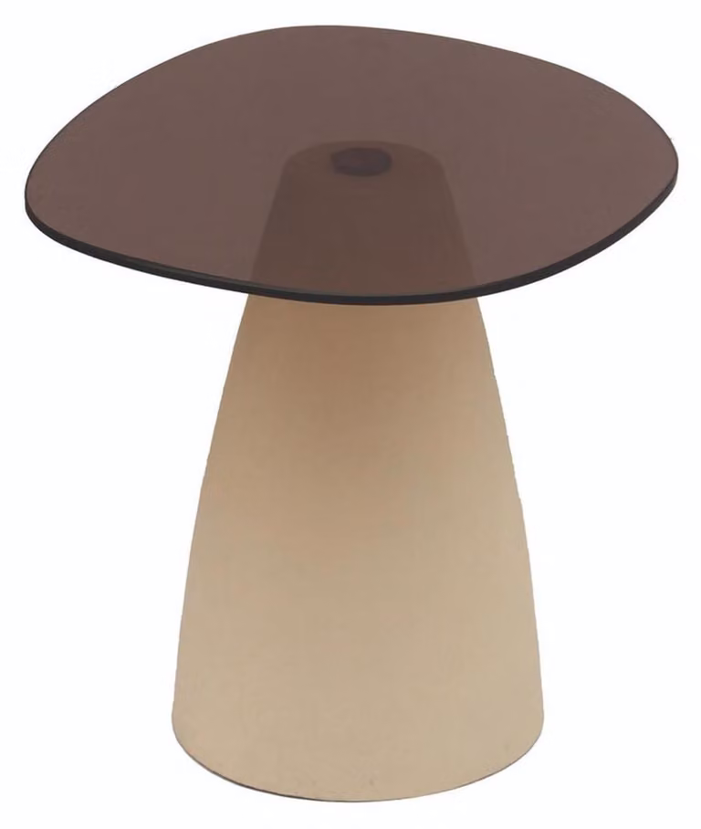 Tavolino Brix 50x43x40 cm acciaio vetro beige