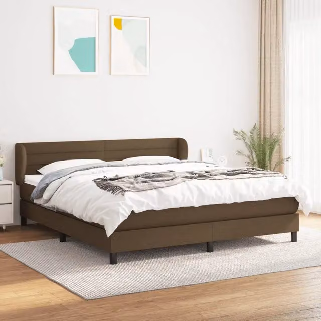 Letto Ibrido vidaXL con Giroletto a Molle e Materasso in Tessuto Marrone e Bianco L/P/H: 180 x 200 x 88 cm