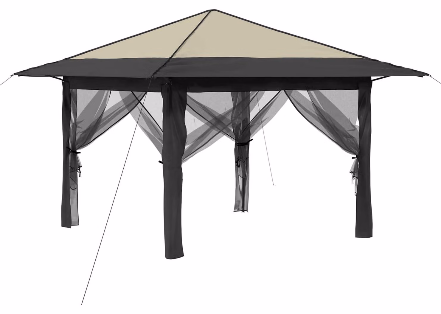 Gazebo con 4 pareti laterali, dimensioni 3,3 x 3,3 metri, colore crema e antracite