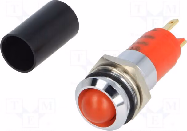 1 x Indicatore luminoso: LED, 230 VAC, grado di protezione IP67, foro di montaggio: Ø 14,2 mm, concavo, metallo, modello SWBU14028A, LED