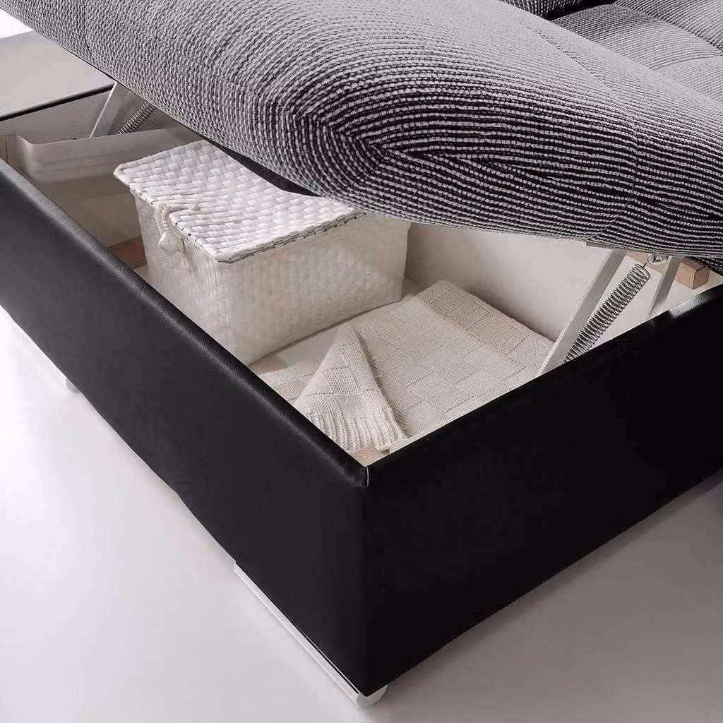 Ecksofa U-Form Bettfunktion Couch Design Polster Leder Eck Modern
