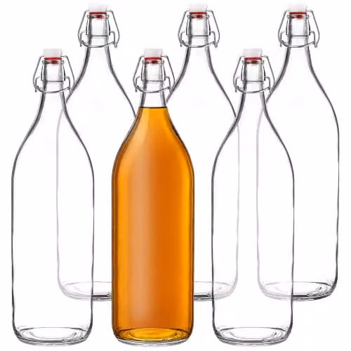 KADAX Bottiglia di Vetro, Bottiglia di alla Frutta, Bottiglia Vintage Fatta di sodaggas, Bottiglia di Stiratura Trasparente, Bottiglia di Serratura da Stiro, Bottiglia di (1,9 Litri, 6 Pezzi)