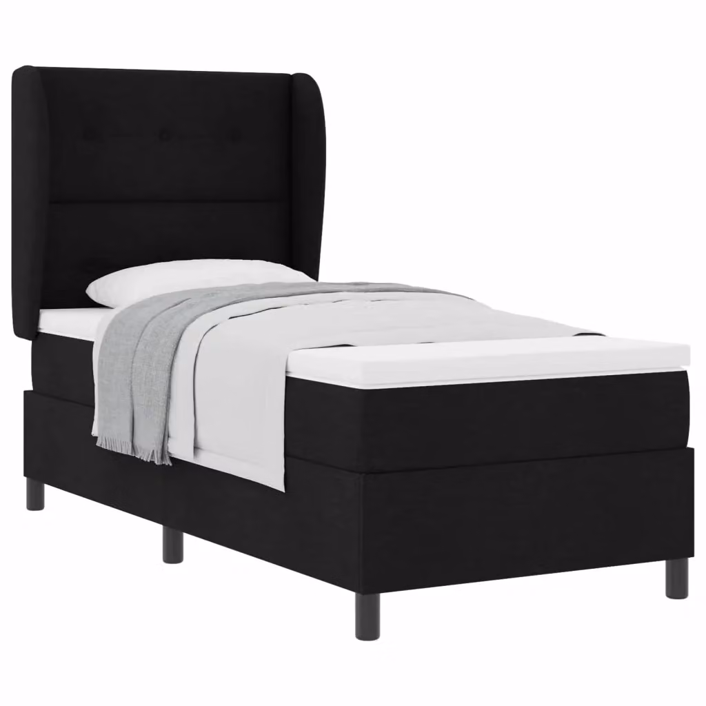 Letto a molle con testiera vidaXL in tessuto nero L 80 x P 200 cm – 2